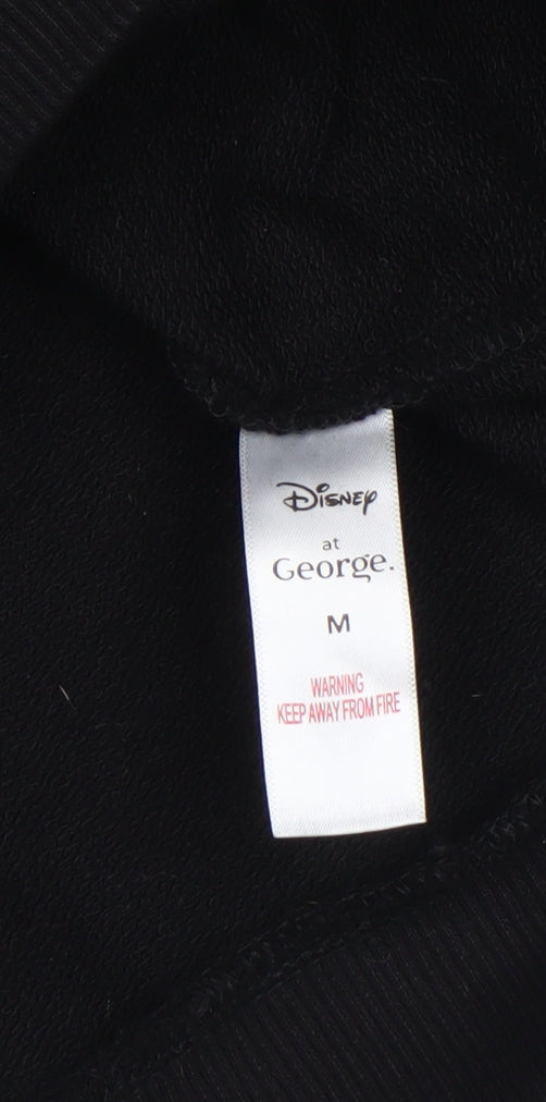 Disney at George Womens Black Mickey Hoodie Medium Pullover Cotton Blend