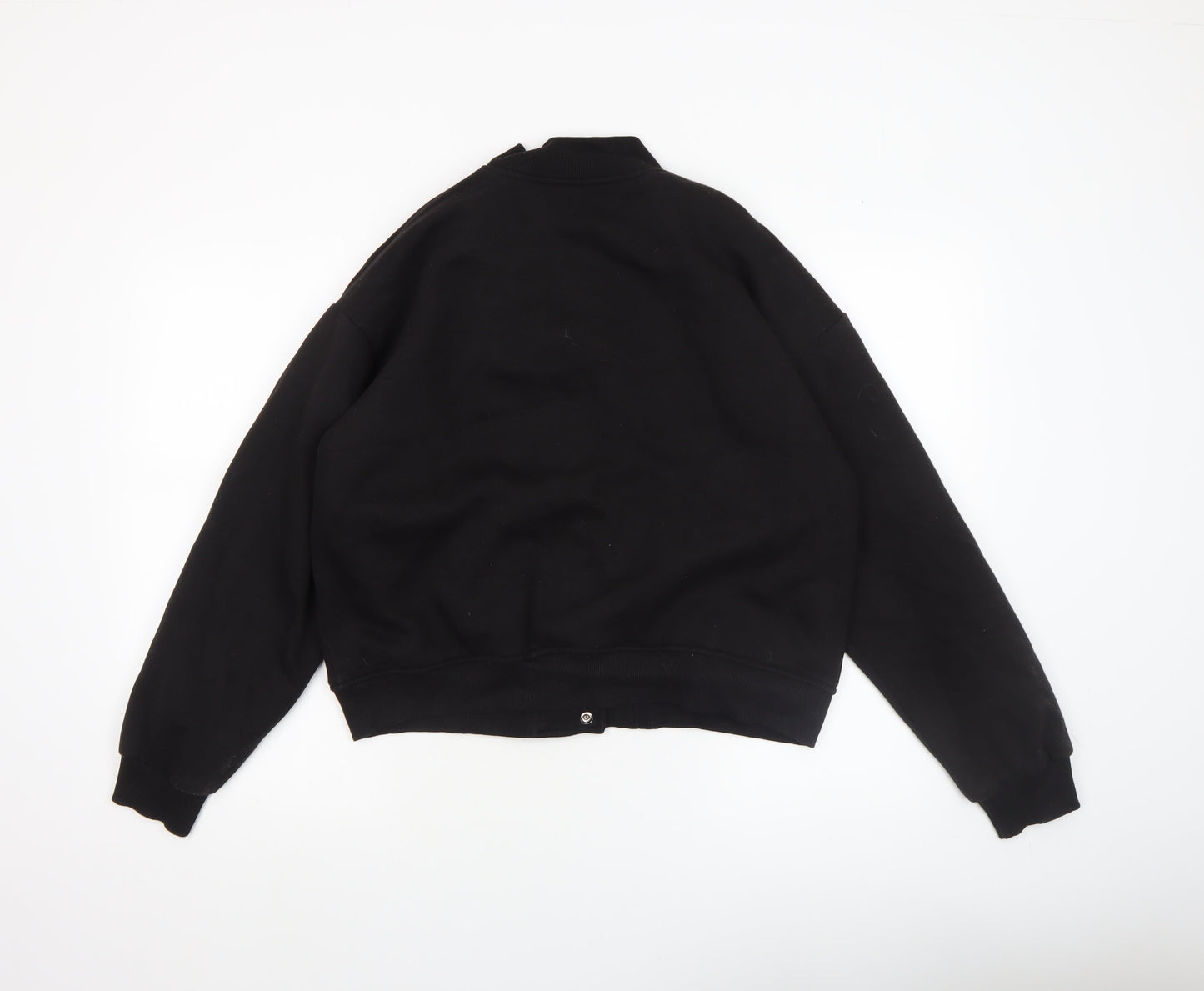Boohoo Women Black Size 12 Bomber Jacket Cotton Blend Lined