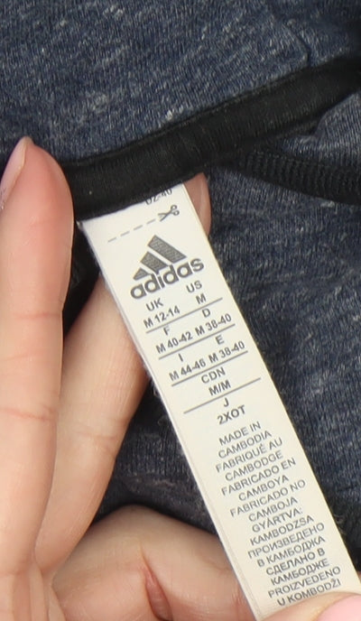 Adidas Women's Blue Pullover Hoodie Size 12 M Cotton Blend