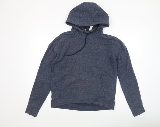 Adidas Women's Blue Pullover Hoodie Size 12 M Cotton Blend