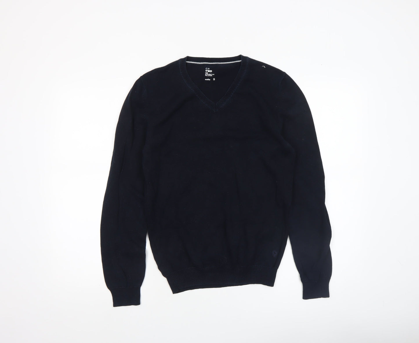 Celio Men’s Black V-Neck Cotton Pullover Jumper Size S