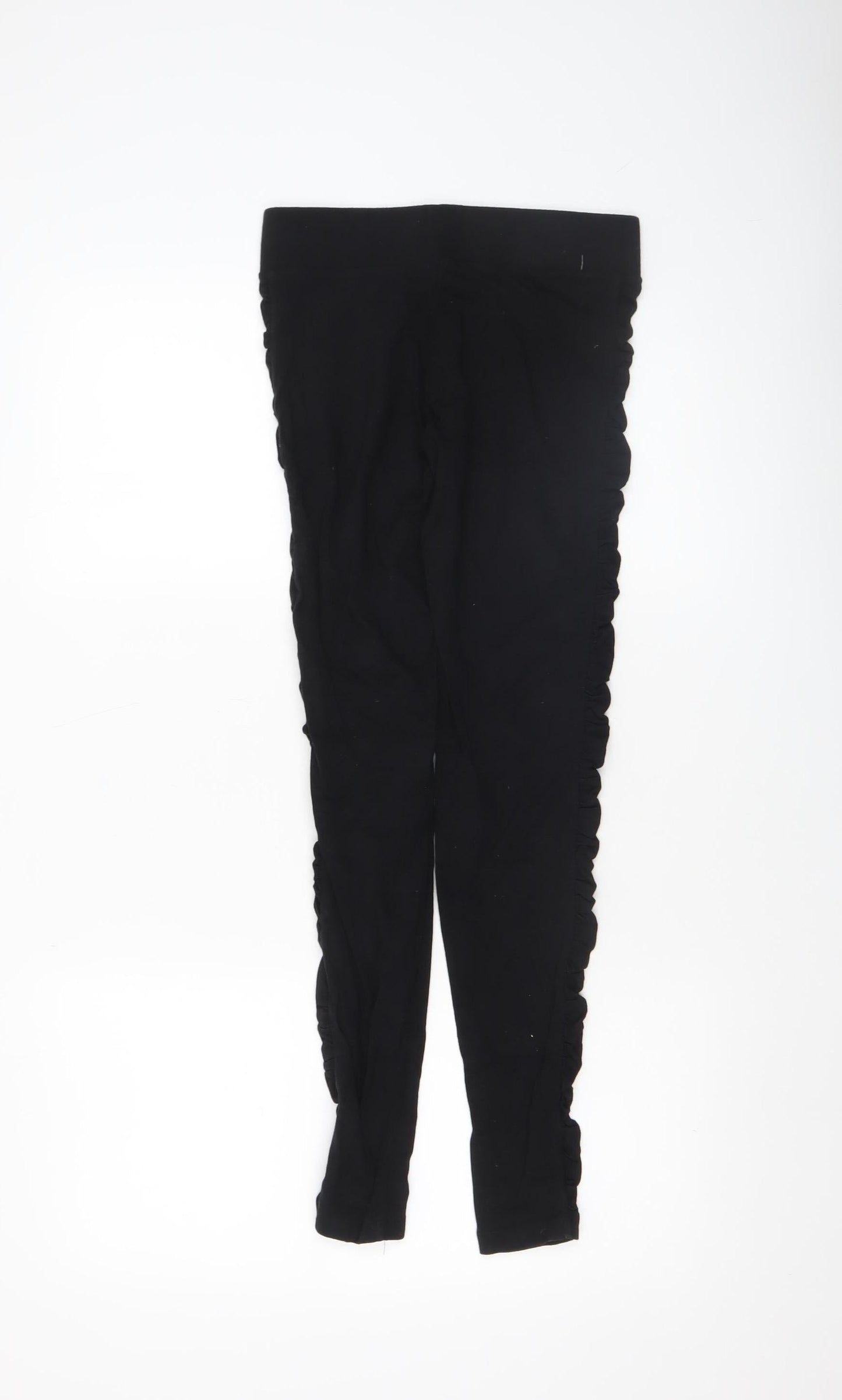 Guess Women's Black XS Ruffled Side Stretch Leggings
