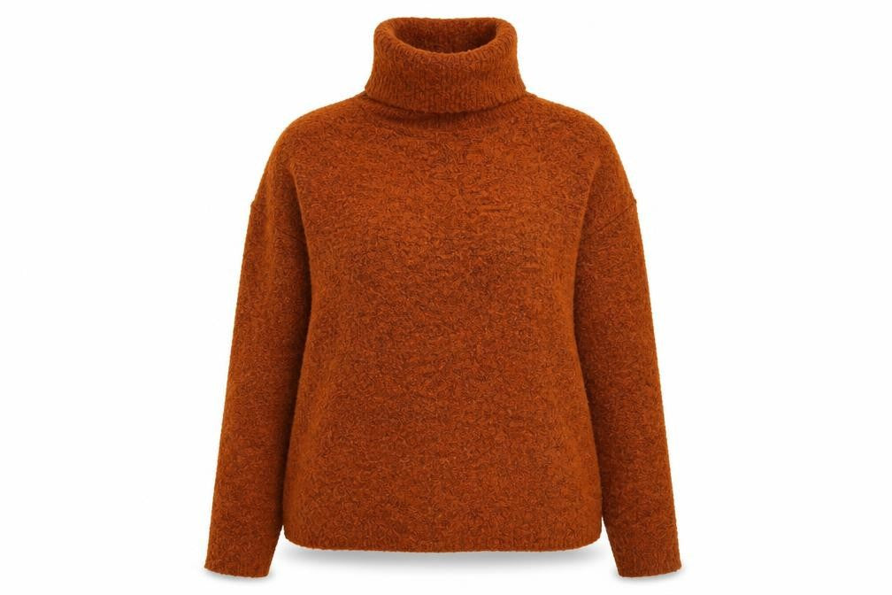 Dorothy Perkins Women Brown Roll Neck Chunky Knit Pullover Jumper Size S