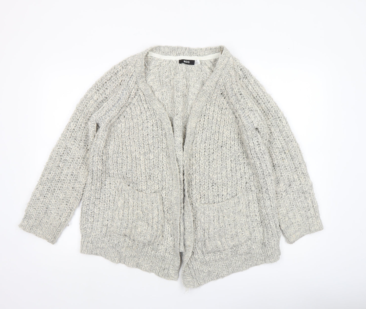 BDG Women's Grey Chunky Knit Open Cardigan Size S