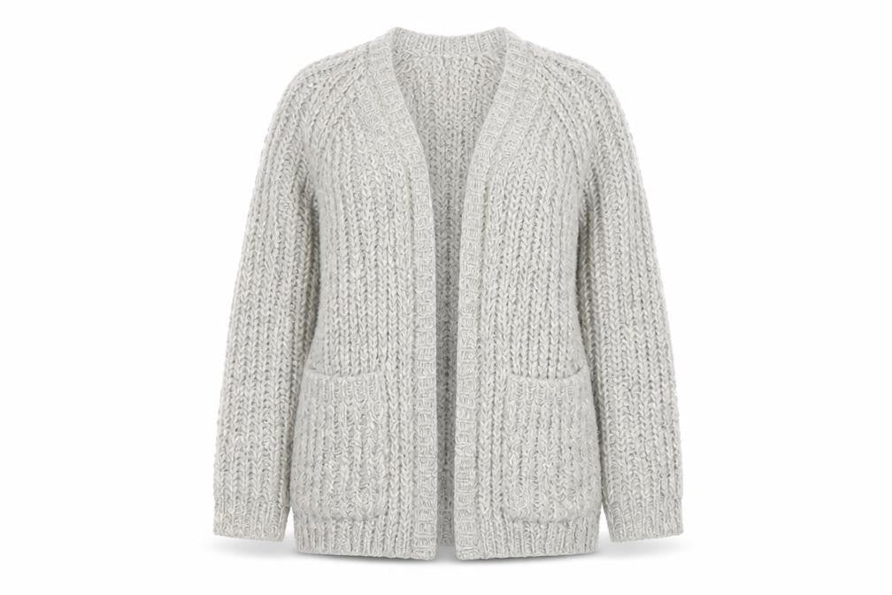 BDG Women's Grey Chunky Knit Open Cardigan Size S