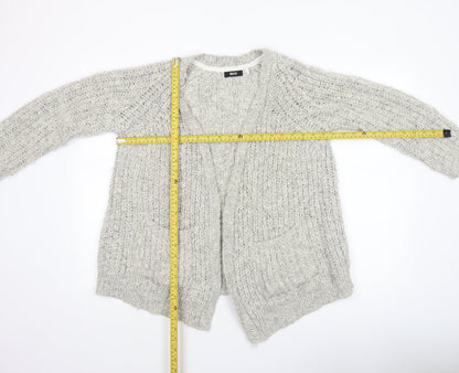 Back view of BDG Women's Grey Chunky Knit Open Cardigan, size S