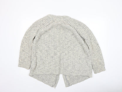 Close-up detail of BDG Women's Grey Chunky Knit Open Cardigan, size S