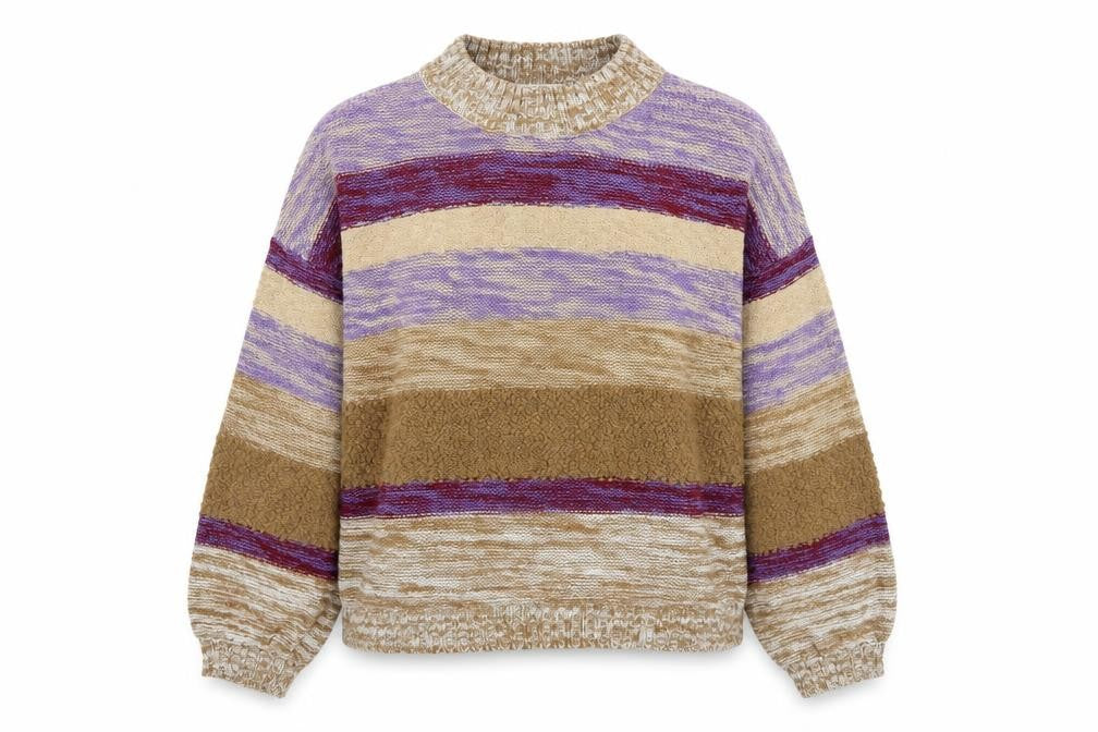 Jacqueline de Yong Womens Multicoloured Striped High Neck Jumper Size M