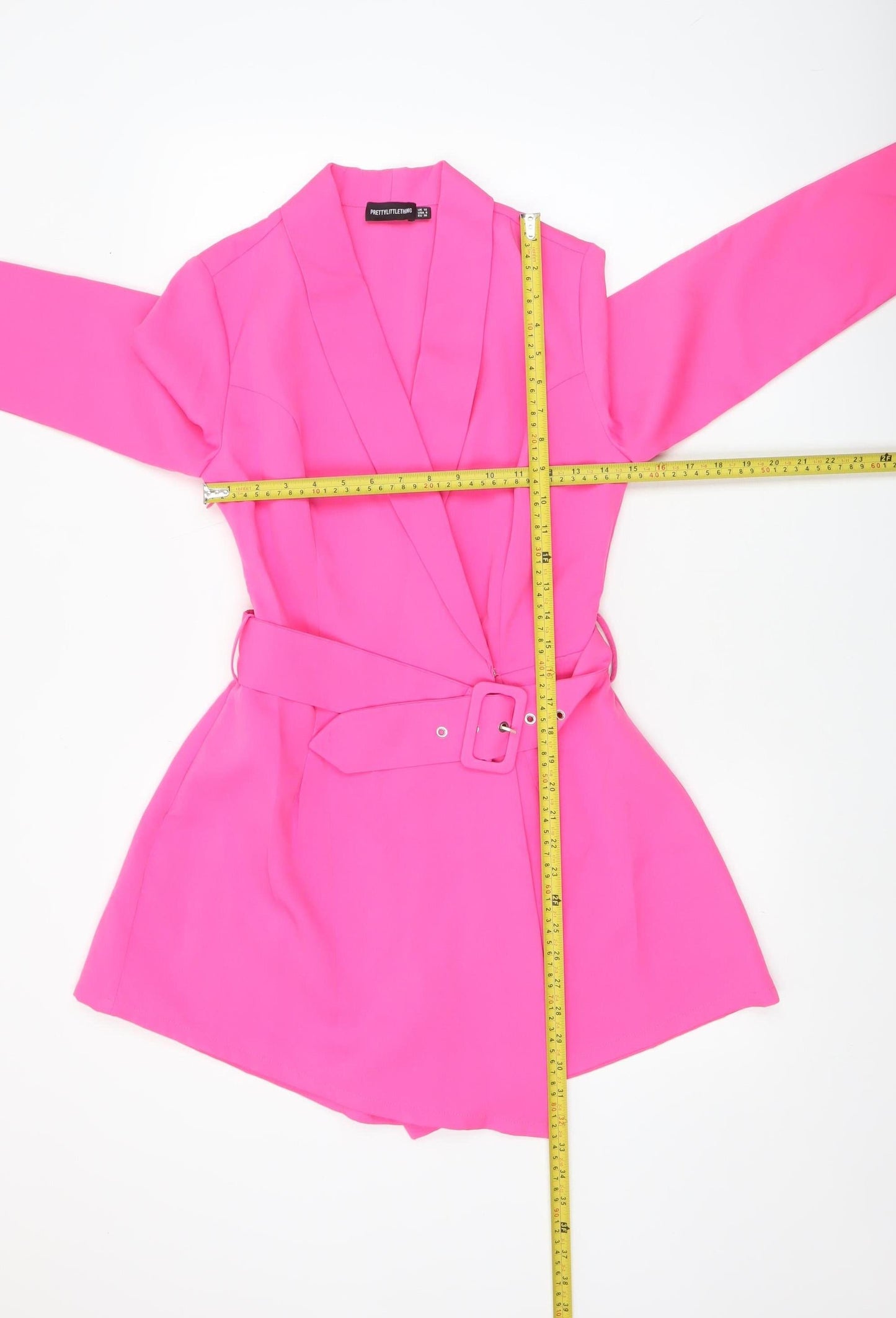 PrettyLittleThing Women’s Pink Belted Long Sleeve Playsuit UK 10
