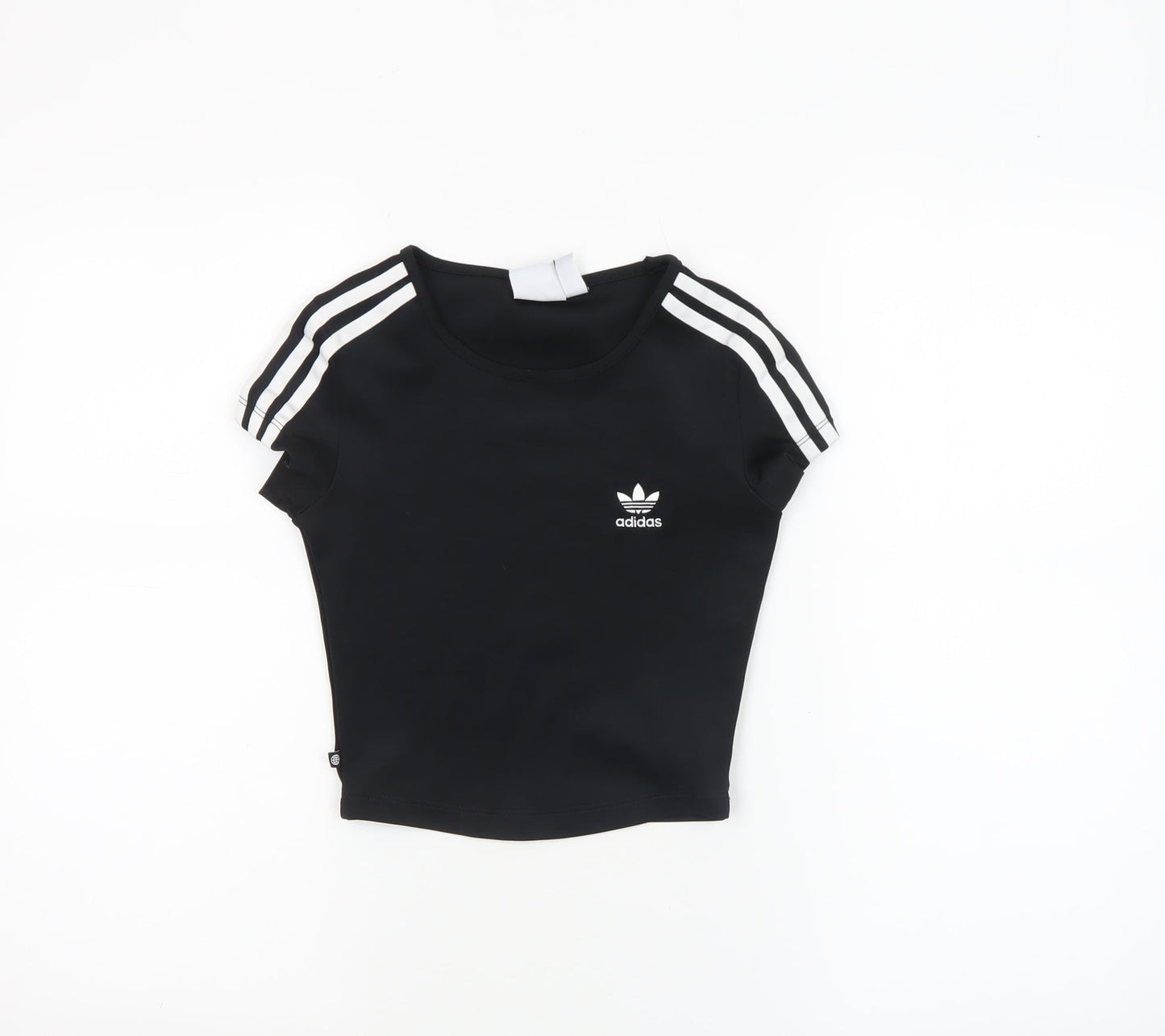 Adidas Womens Black 2XS Cropped Slim Fit Activewear T-Shirt