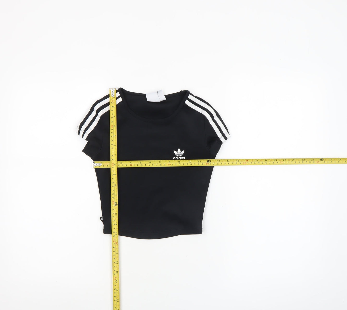 Adidas Womens Black 2XS Cropped Slim Fit Activewear T-Shirt