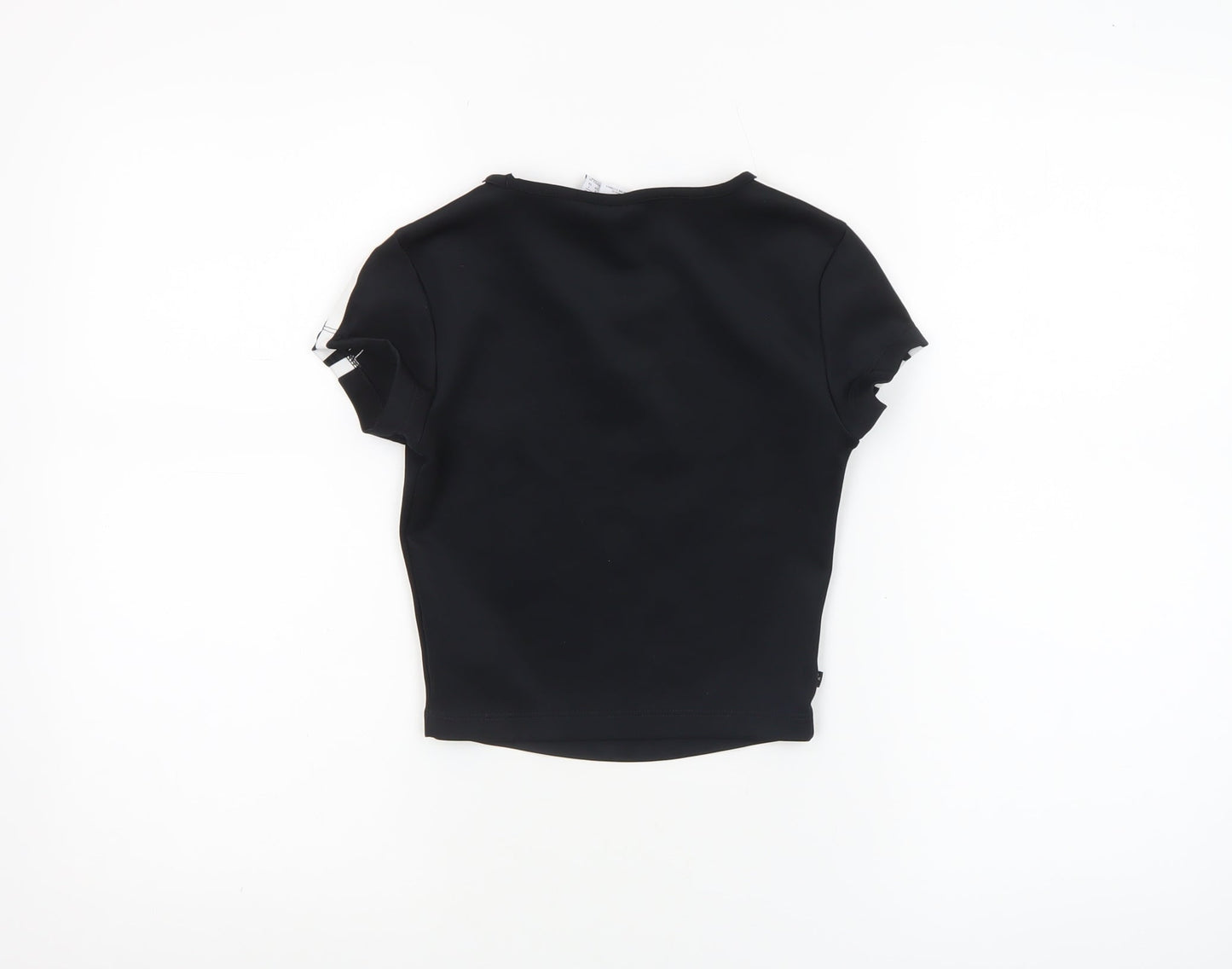 Adidas Womens Black 2XS Cropped Slim Fit Activewear T-Shirt