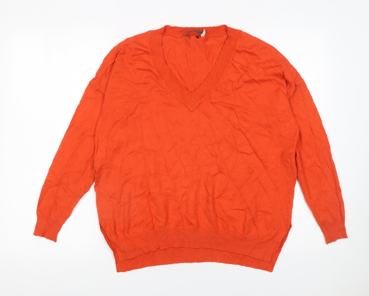 Mint Velvet Womens Orange V-Neck Pullover Jumper XS