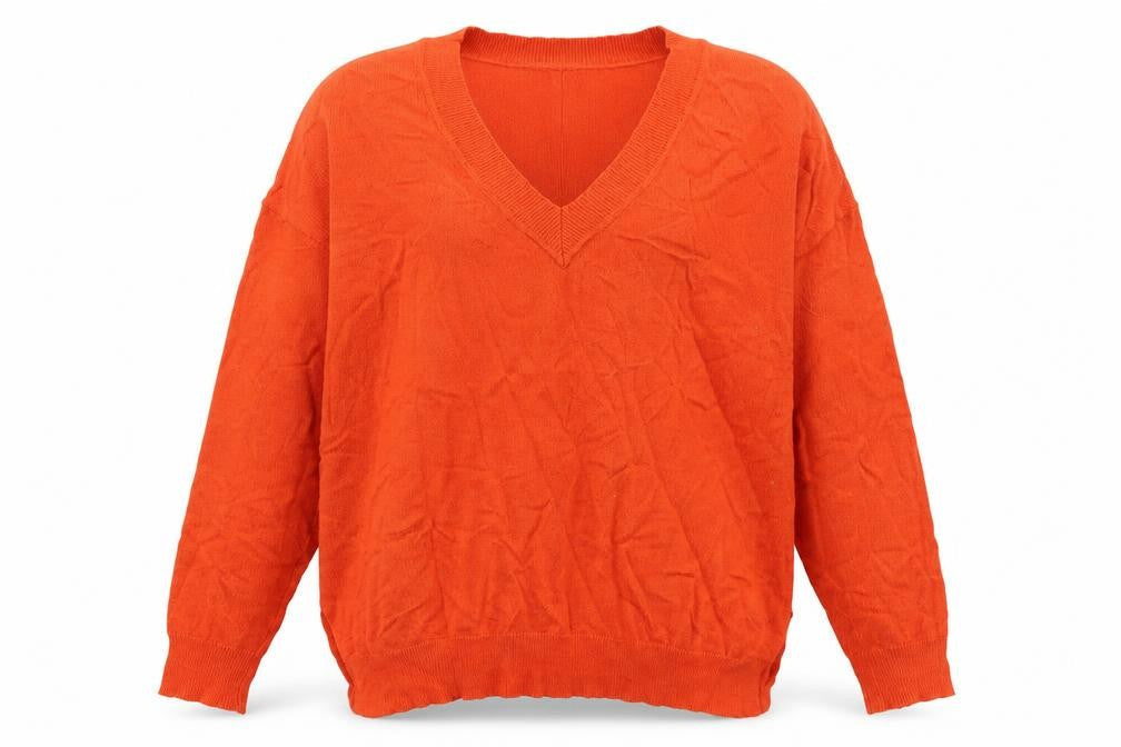 Mint Velvet Womens Orange V-Neck Pullover Jumper XS