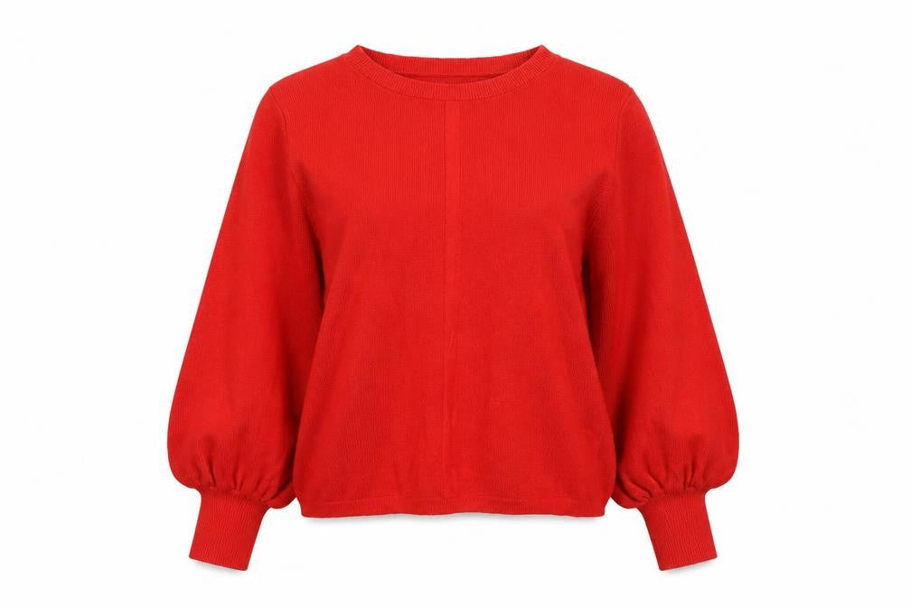 Marks & Spencer Women’s Red Wool Blend Balloon Sleeve Jumper Size 14