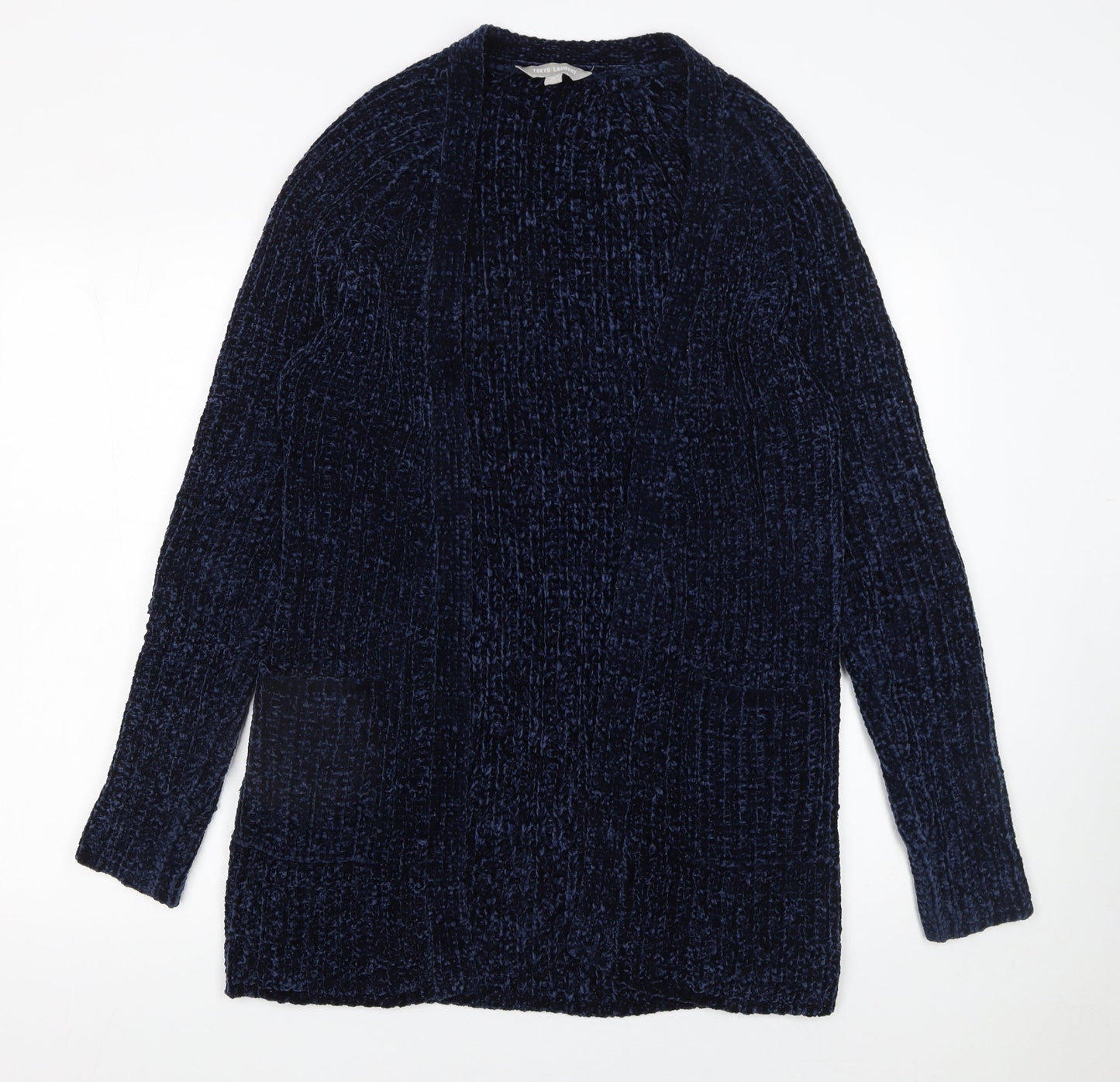 Tokyo Laundry Women's Blue Chunky Knit Open Front Cardigan Size S