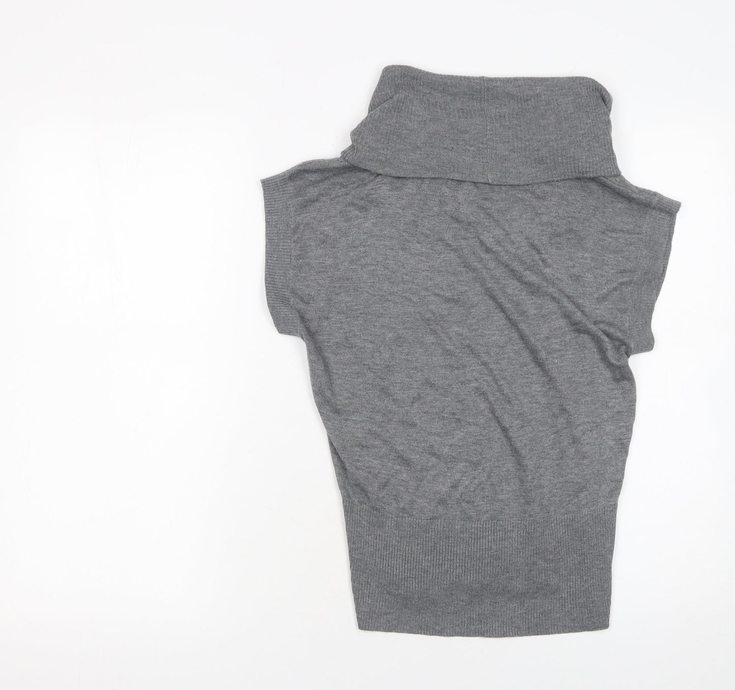 H&M Women’s Grey Roll Neck Short Sleeve Knit Jumper Size 12