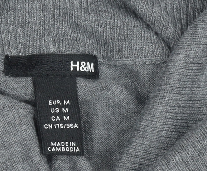 H&M Women’s Grey Roll Neck Short Sleeve Knit Jumper Size 12