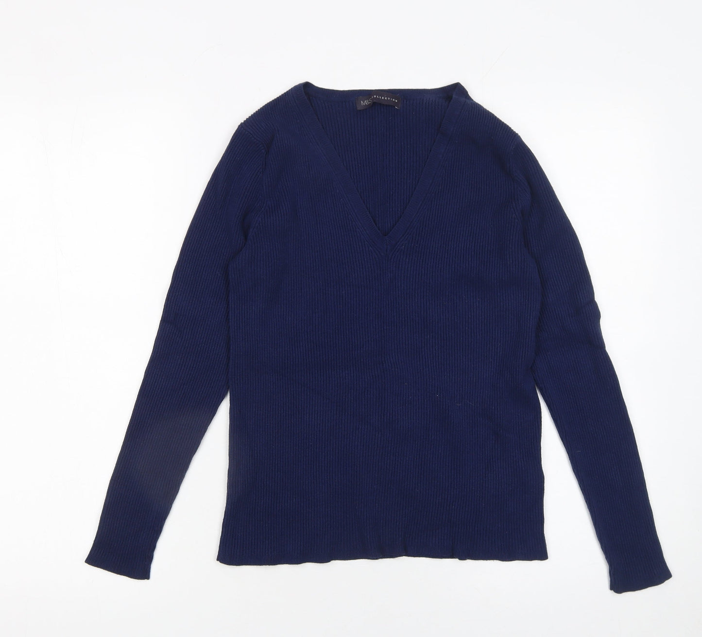 Marks and Spencer Women’s Blue V-Neck Long Sleeve Pullover Jumper Size 14