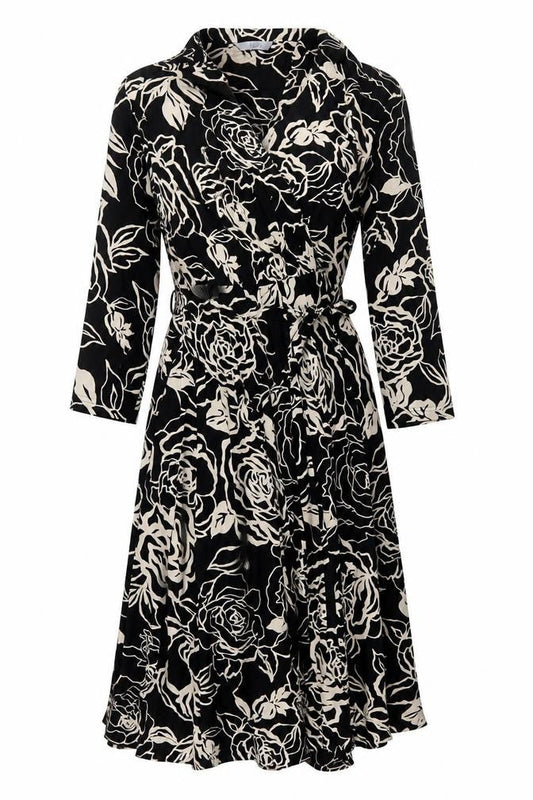 Whistles Women Black Floral Wrap Dress Size 8 Belted V-Neck