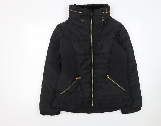 Rising Women's Black Puffer Jacket Size S Lightweight Quilted Zip Coat