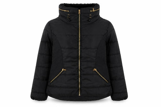 Rising Women's Black Puffer Jacket Size S Lightweight Quilted Zip Coat