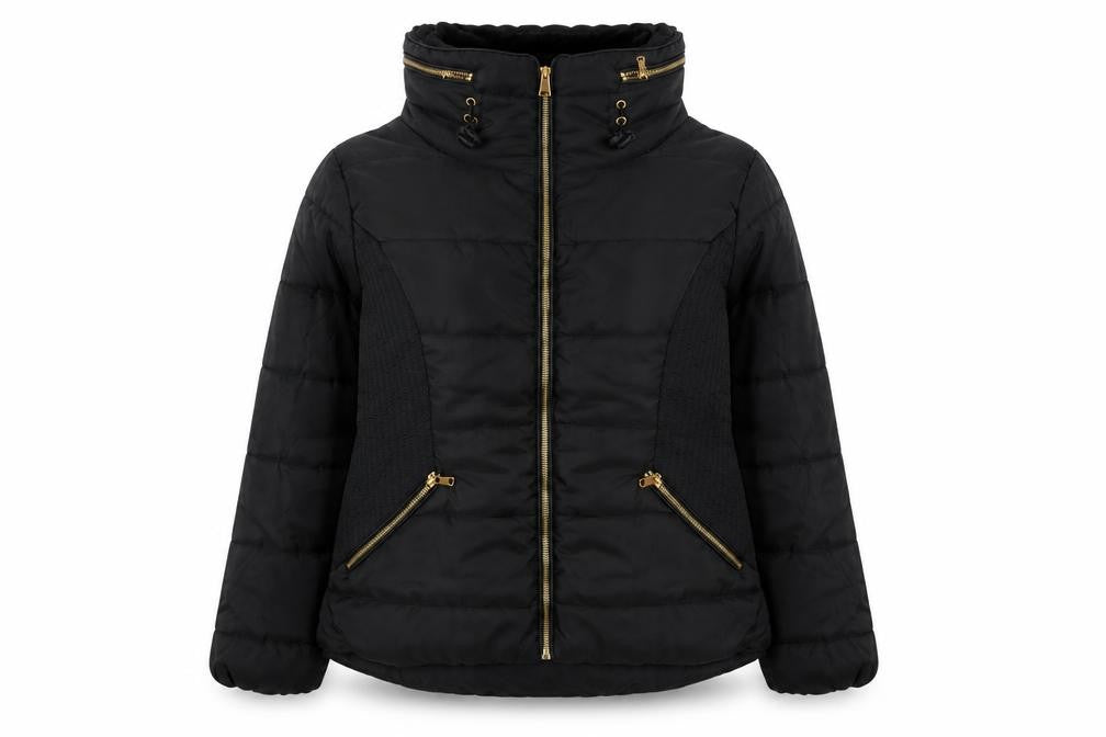 Rising Women's Black Puffer Jacket Size S Lightweight Quilted Zip Coat