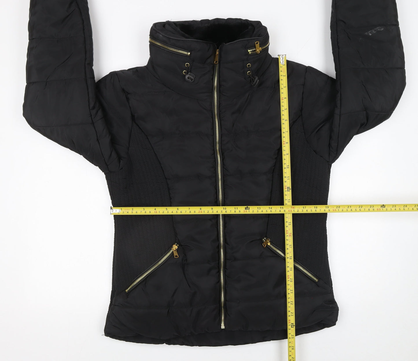Rising Women's Black Puffer Jacket Size S Lightweight Quilted Zip Coat