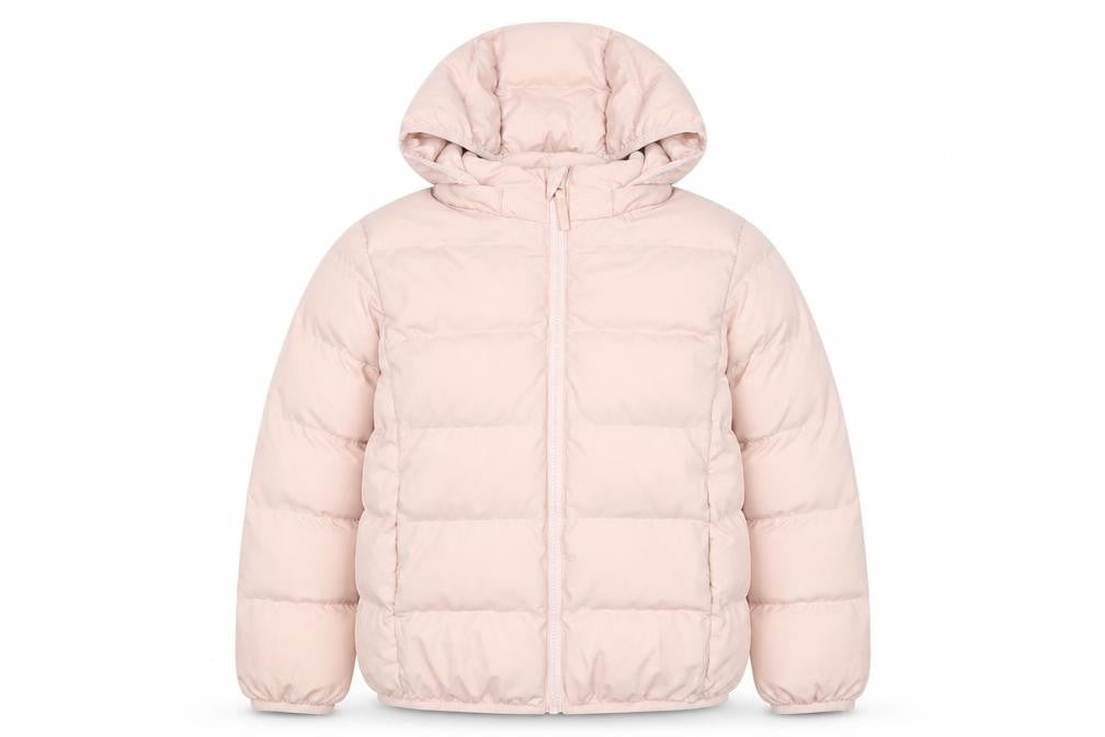 Uniqlo Girls Pink Hooded Puffer Jacket 5-6 Years Winter Coat Polyester