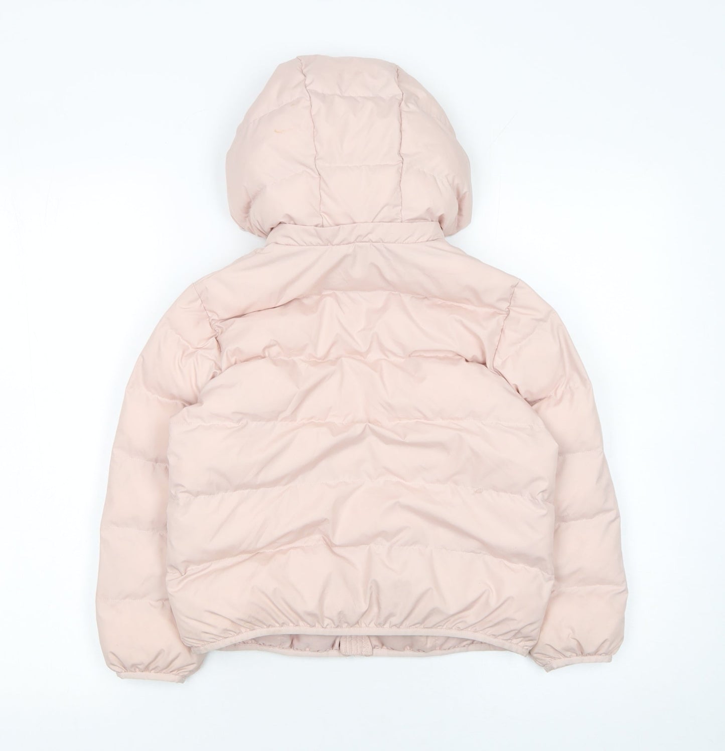 Uniqlo Girls Pink Hooded Puffer Jacket 5-6 Years Winter Coat Polyester