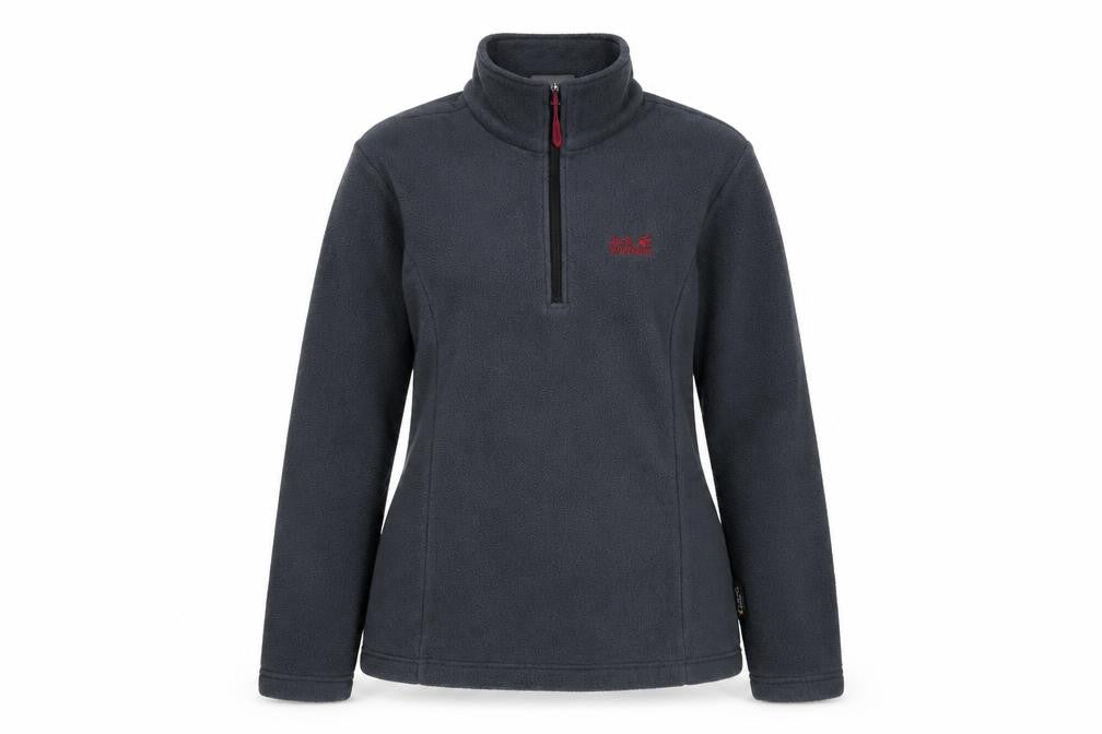 Jack Wolfskin Women Grey Fleece Half Zip Outdoor Jacket Size 6