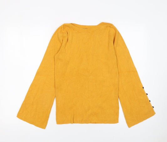 Matalan Women's Yellow Bell Sleeve Ribbed Knit Jumper Size 16