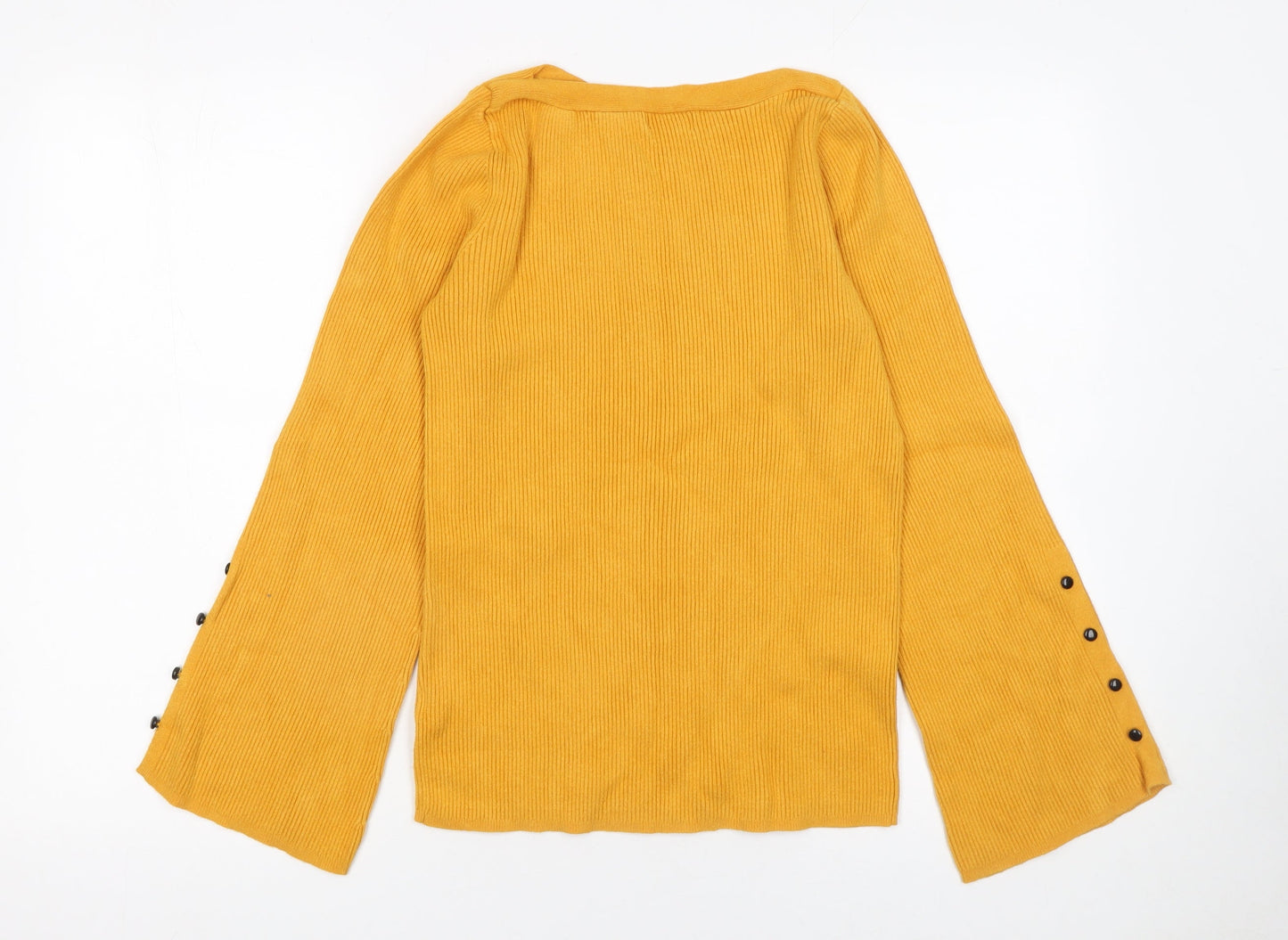Matalan Women's Yellow Bell Sleeve Ribbed Knit Jumper Size 16