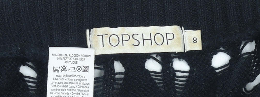 Topshop Women's Black Open-Knit Shrug Cardigan Size 8