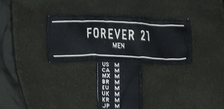 Forever 21 Men Green M Bomber Jacket Lightweight Full Zip Casual
