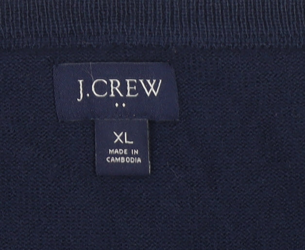 J.Crew Men's Blue XL Crew Neck Merino Wool Blend Jumper