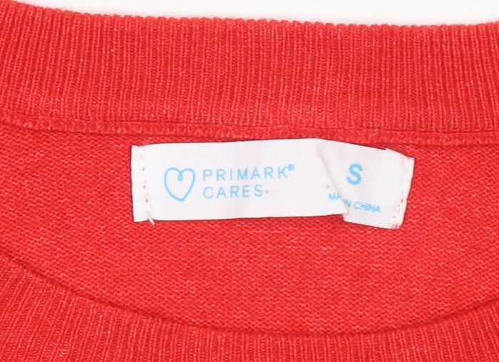 Primark Womens Red Crew Neck Pullover Jumper Size S