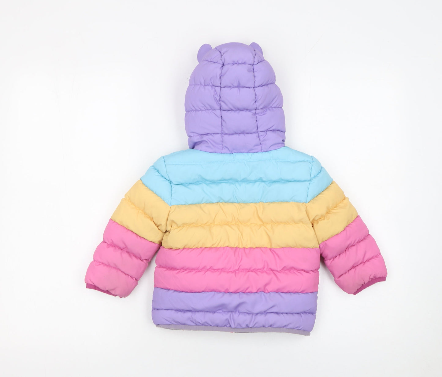 JoJo Maman Bébé Unisex Baby Multicoloured Hooded Puffer Jacket 18-24 Months