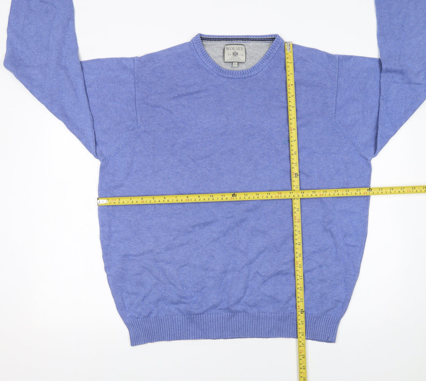 Wolsey Men's Blue Cotton Crew Neck Jumper XL Pullover Knit