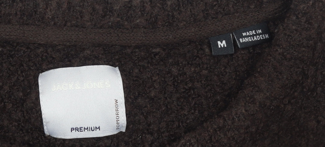 Jack & Jones Men’s Brown Crew Neck Wool Blend Knit Jumper M