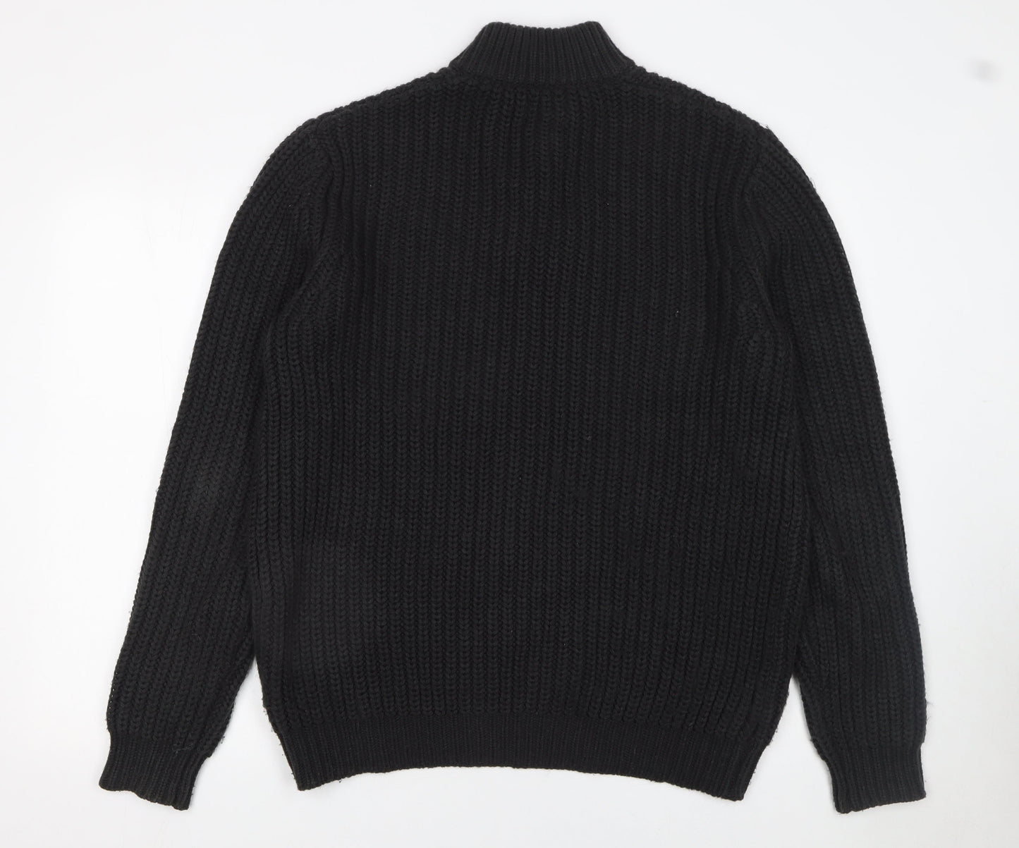 ASOS DESIGN Men’s Black Chunky Knit 1/2 Zip Acrylic Jumper M