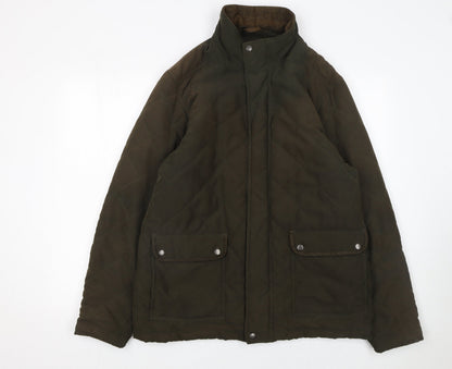 James Pringle Men's Brown Quilted Mid-Length Jacket M