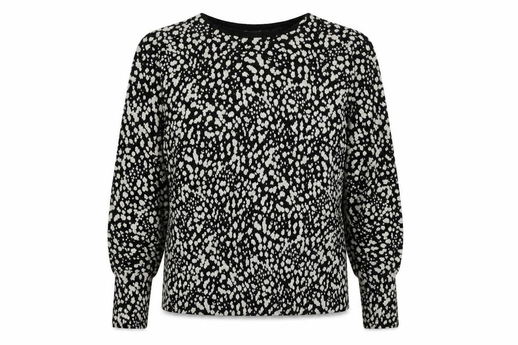 Marks & Spencer Women's Black Animal Print Crew Neck Jumper Size 12