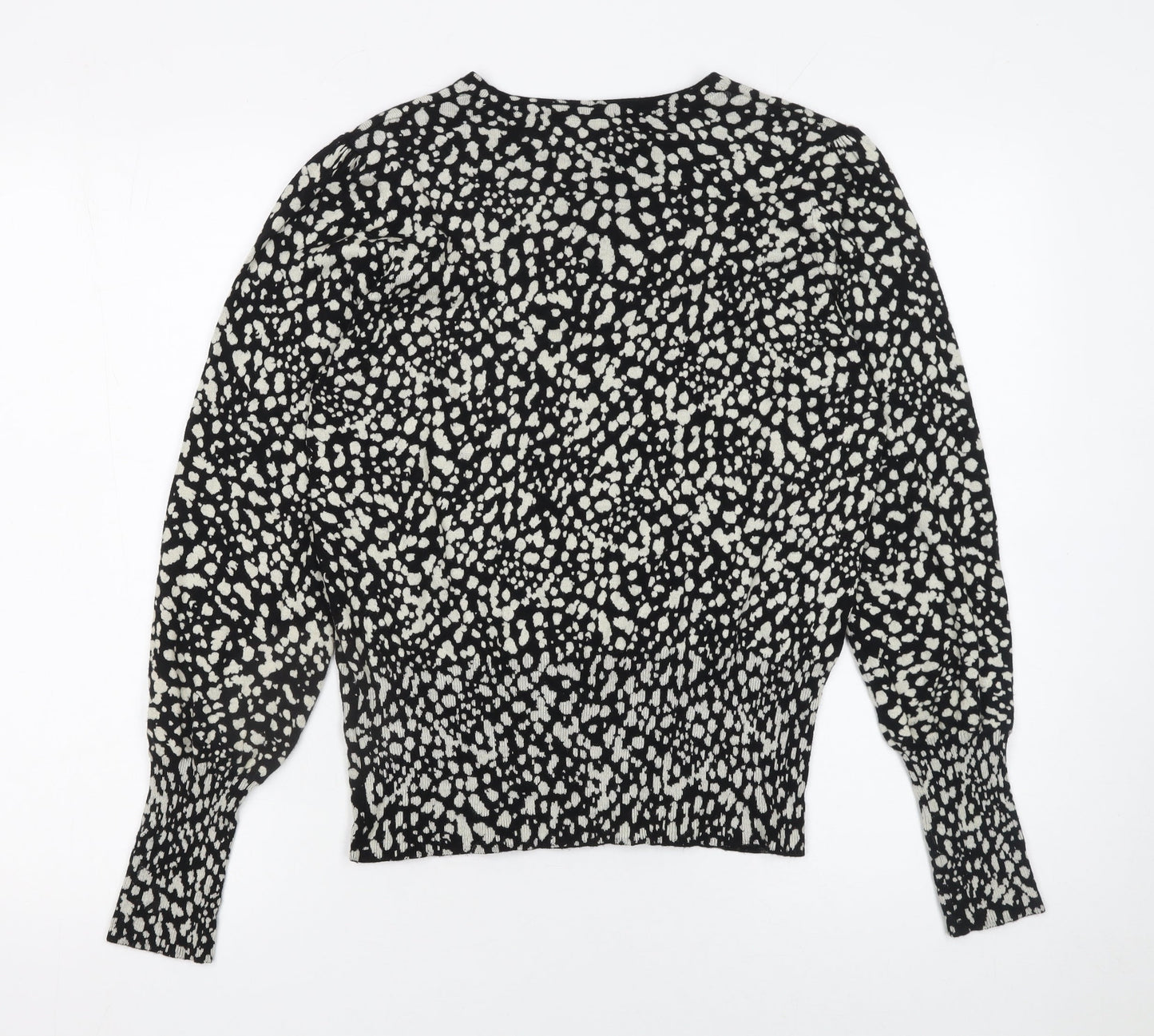 Marks and Spencer Women's Black Animal Print Crew Neck Jumper Size 12