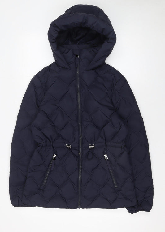 Marks and Spencer Women's Blue Size 8 Hooded Puffer Jacket