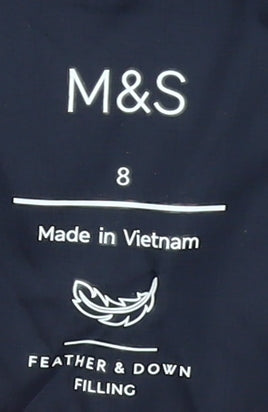 Marks and Spencer Women's Blue Size 8 Hooded Puffer Jacket