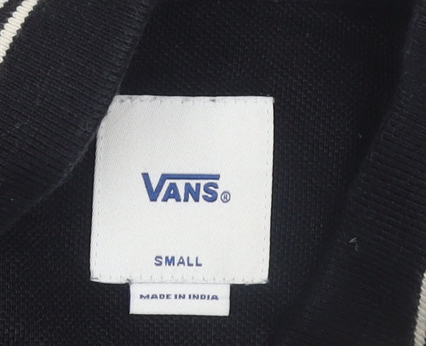 Vans Men’s Black Skull Polo Shirt Size S Short Sleeve Cotton