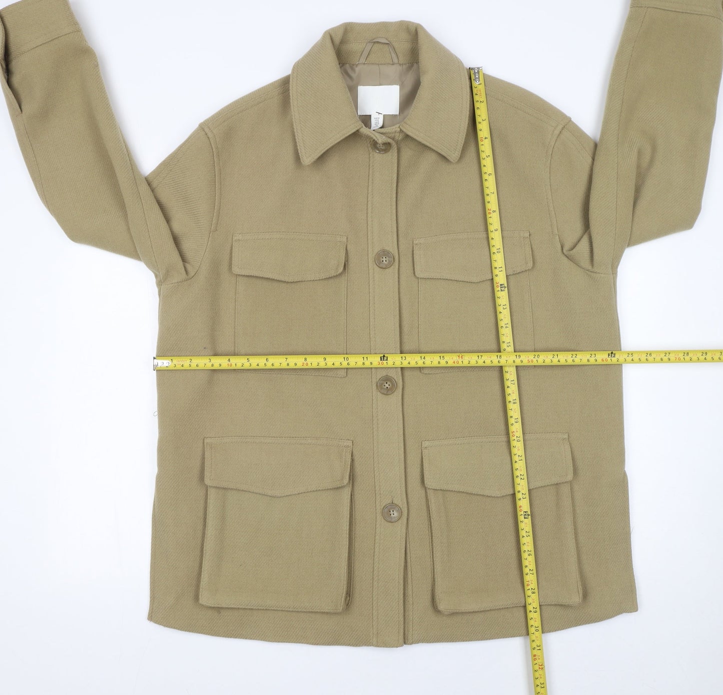 H&M Women’s Beige Mid-Length Button Jacket Size 12 Regular