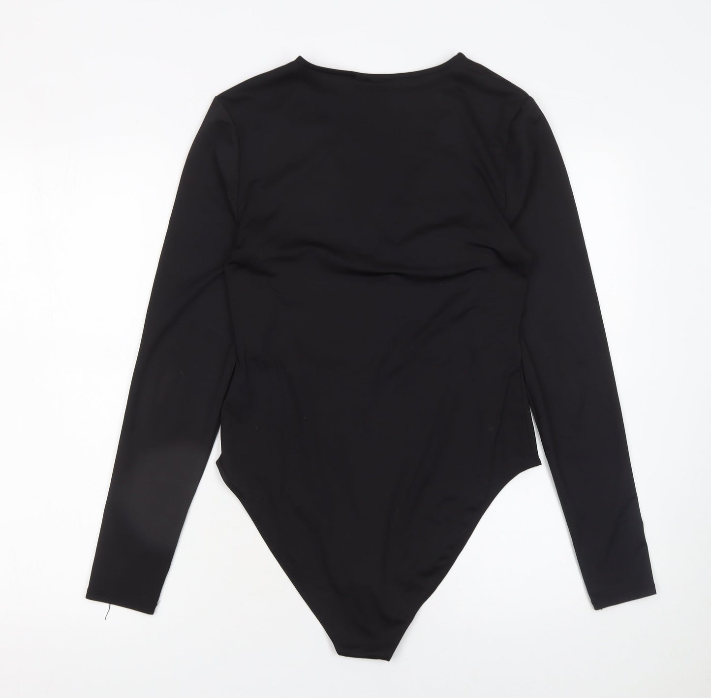 H&M Women Black Long Sleeve V-Neck Bodysuit Size 12