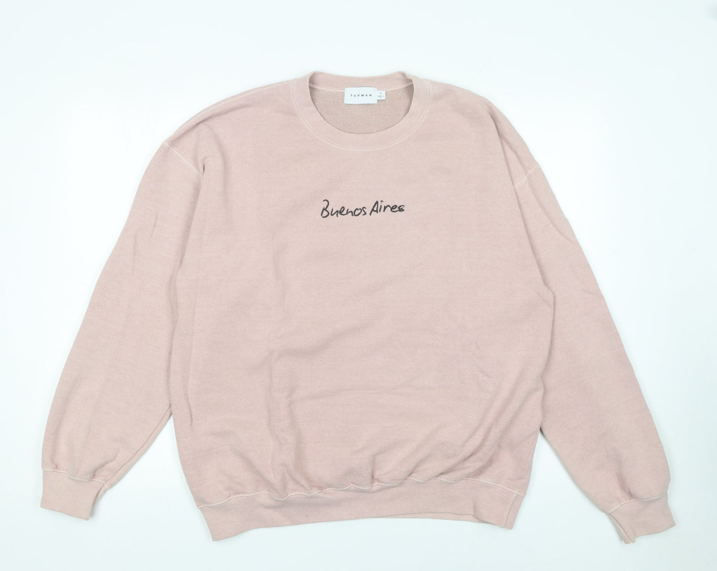 Topman Men's Pink 'Buenos Aires' Graphic Pullover Sweatshirt Size S